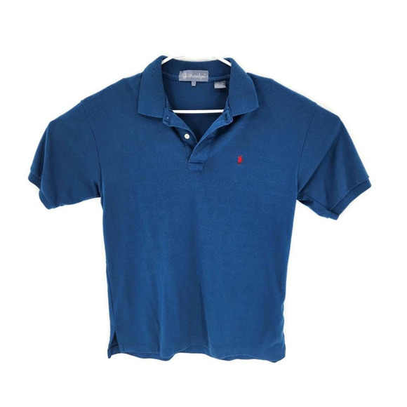 Ivanhoe Mens Polo Shirt Blue Polyestser Blend Short Sleeve M - Picture 1 of 4